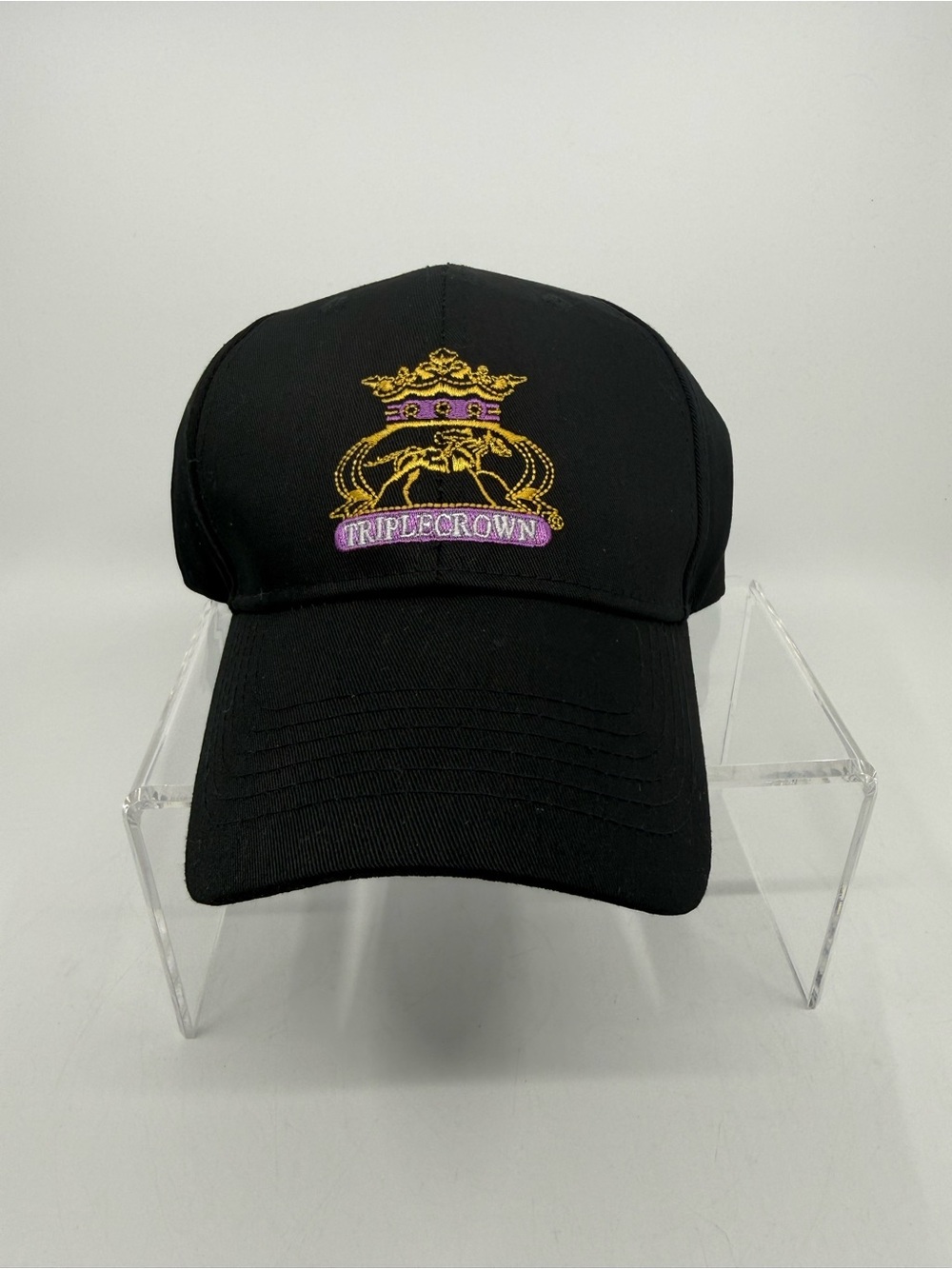 Triple Crown Black Embroidered Baseball Cap